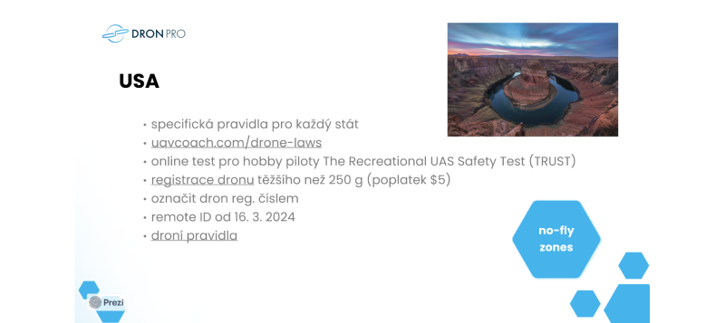 Pravidla pro létání s dronem USA