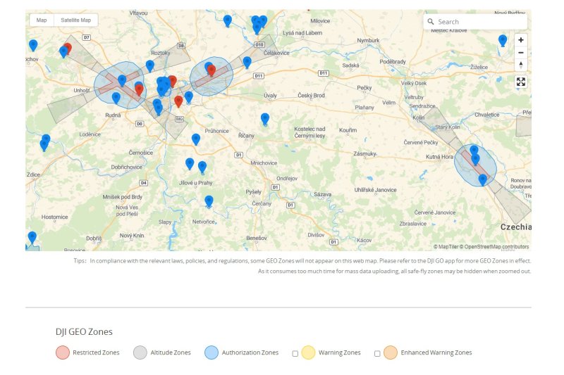 Rozdělení DJI geozón