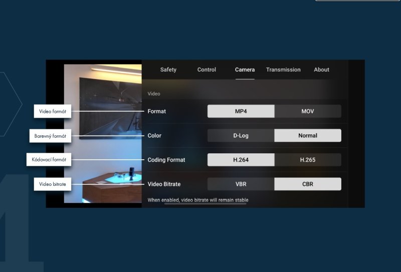 Jak nastavit saturaci barev v aplikaci DJI Fly