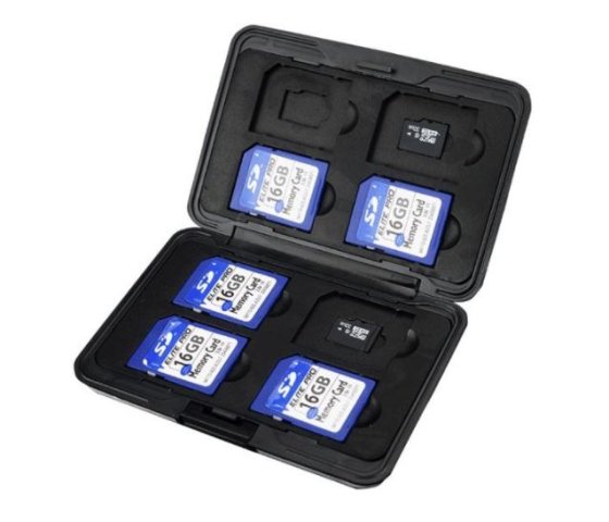 Černé mini pouzdro na paměťové karty