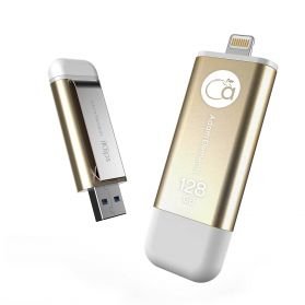 Adam Elements iKlips flash disk s Lightningem 128 GB - zlatý