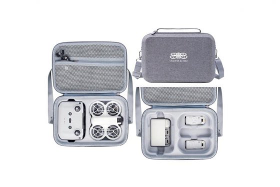 Šedé pouzdro s popruhem přes rameno na dron DJI Neo