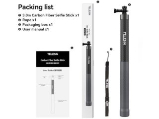 Prodlužující selfie tyč na akční kameru (3m)