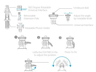 Pgytech prodlužující tyč se stativem