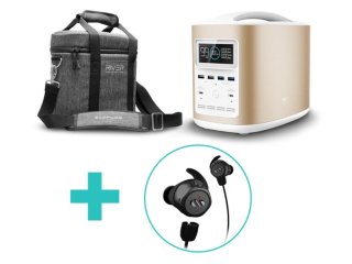 Přenosná nabíjecí stanice EcoFlow RIVER370 (zlatá) + přepravní brašna + sluchátka AIRLOOP