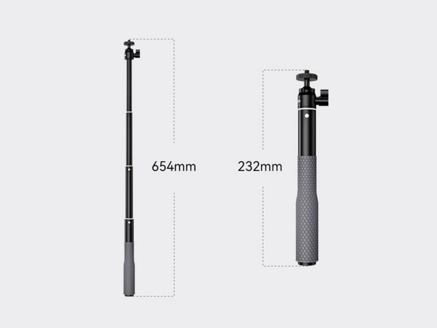 Prodlužující tyč s protiskluzovou rukojetí na akční kameru