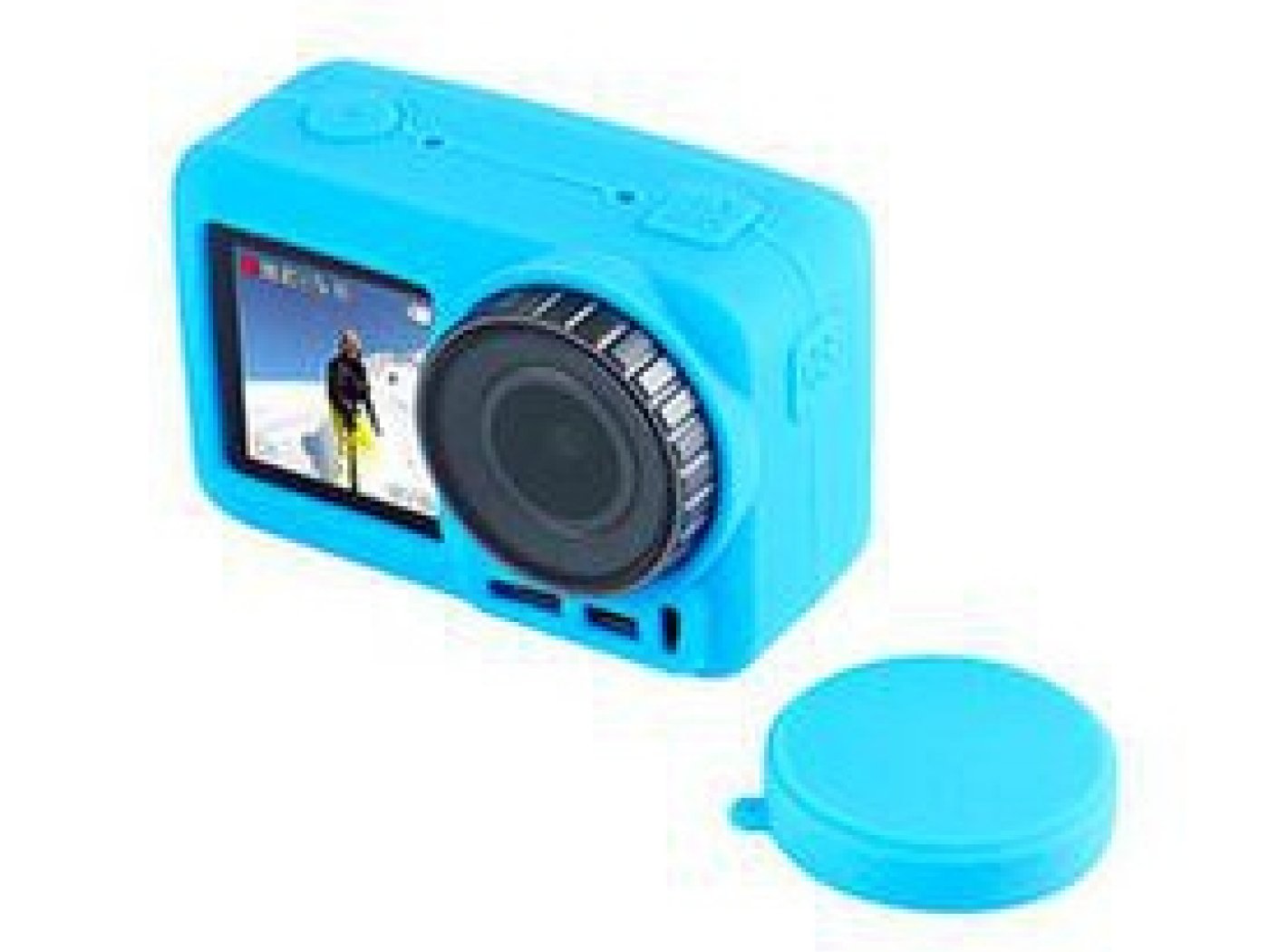 Silikonový obal s krytkou objektivu na DJI Osmo Action - modrý