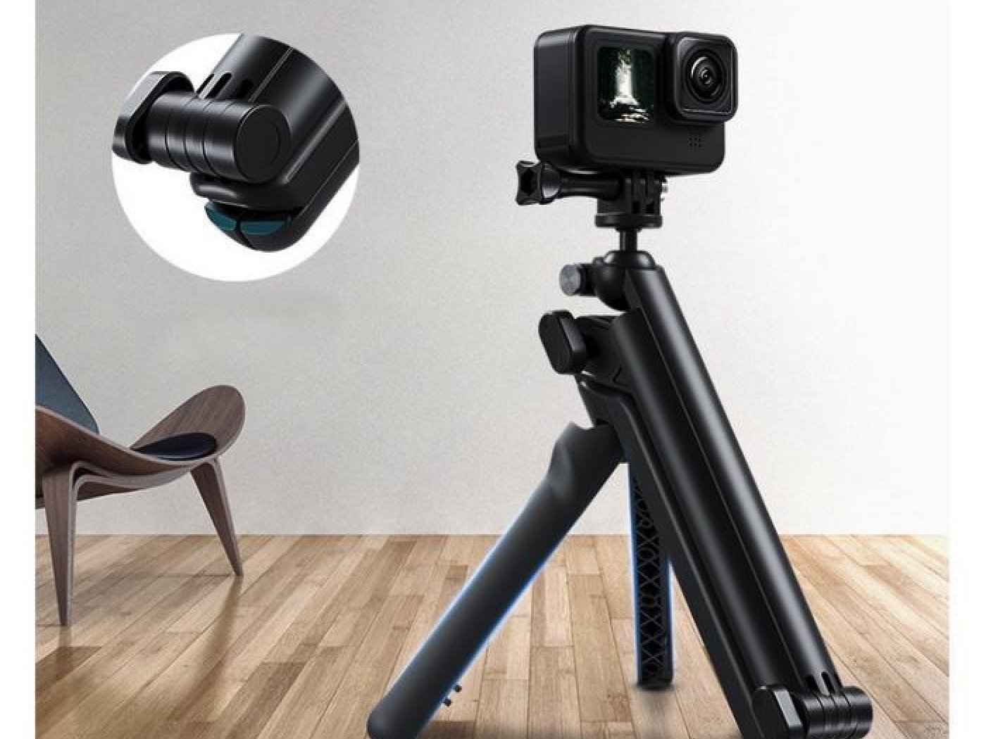 Multifunkční skládací tyč se stativem na akční kameru
