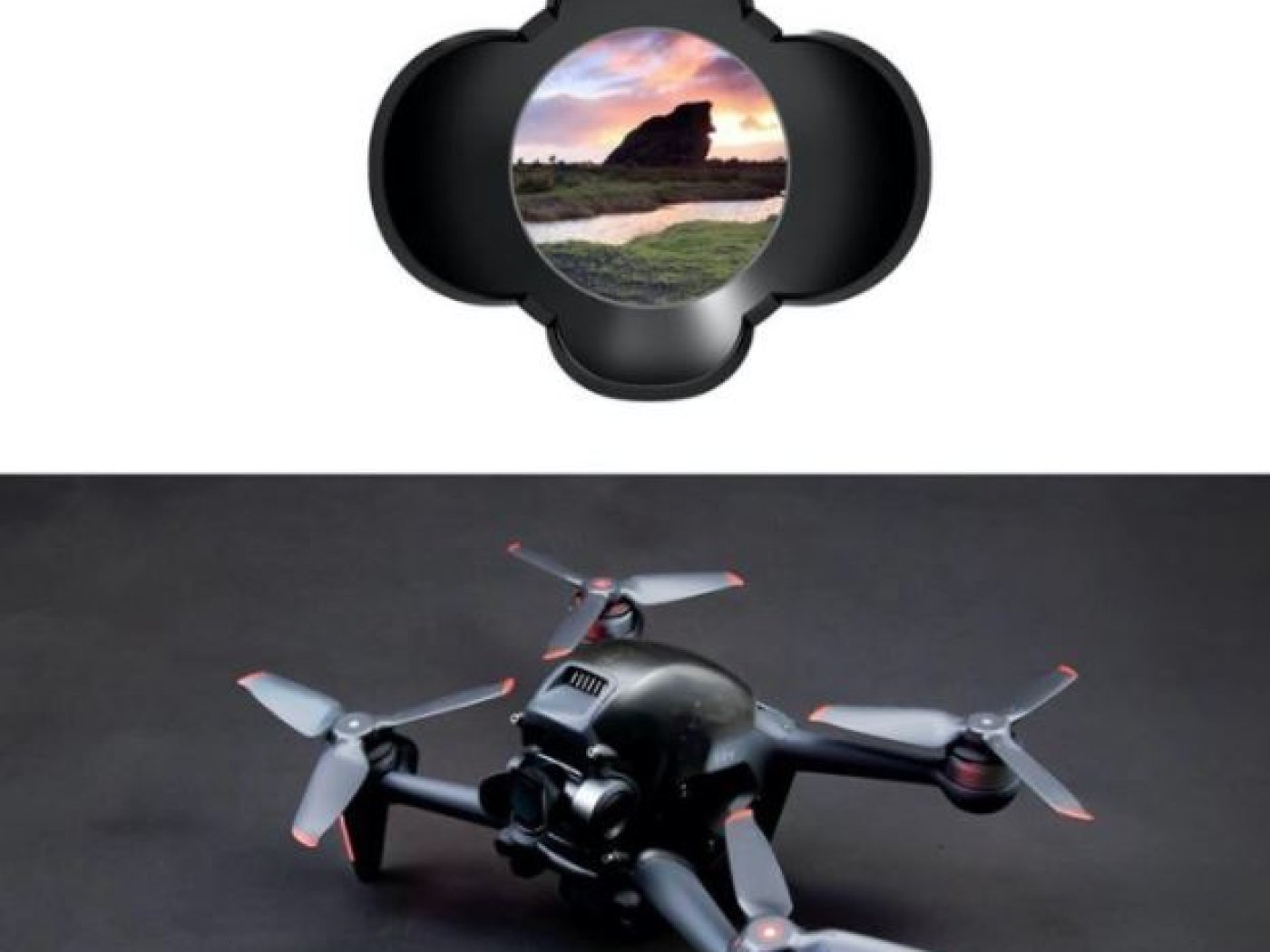 Kryt objektivu DJI FPV závodního dronu