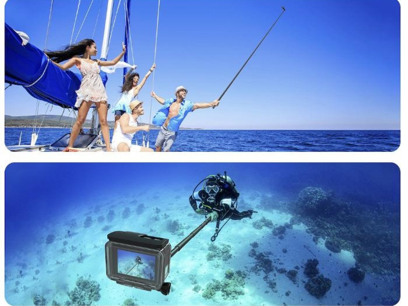 Prodlužující selfie tyč na akční kameru (3m)