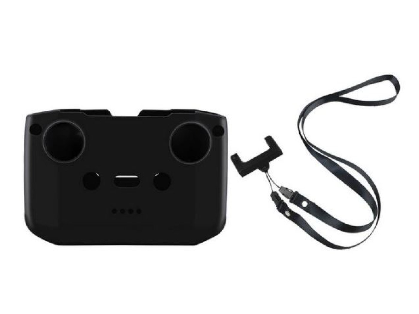 Černý silikonový kryt dálkového ovladače + popruh na krk