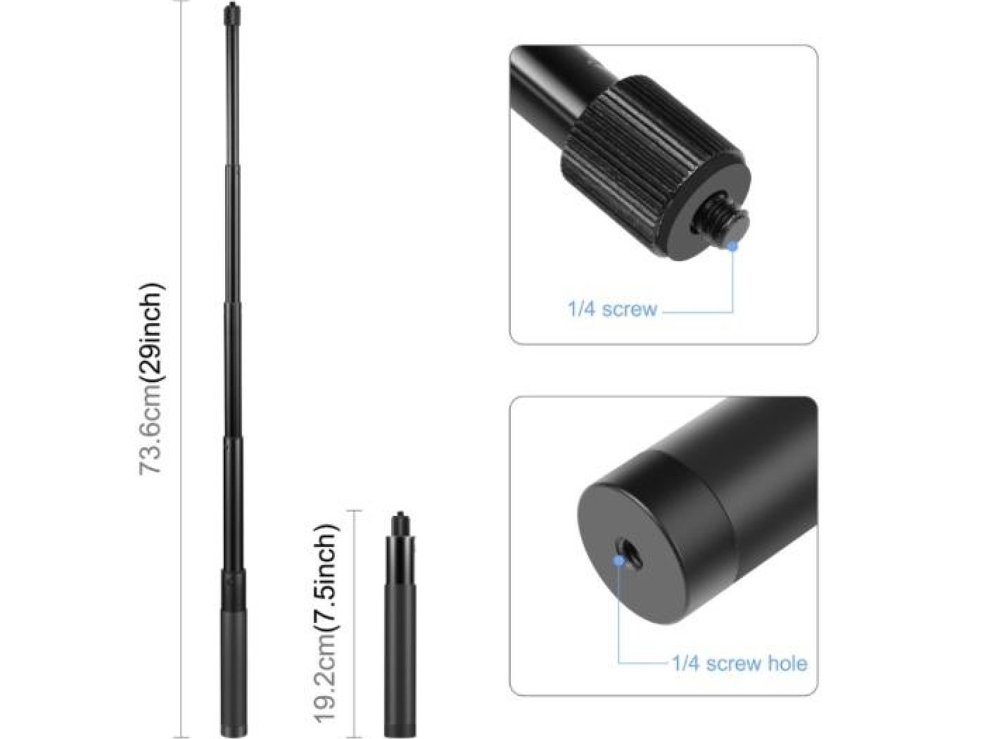 Prodlužující selfie tyč na kameru Insta360 X3 / X2 / One RS (73,5 cm)