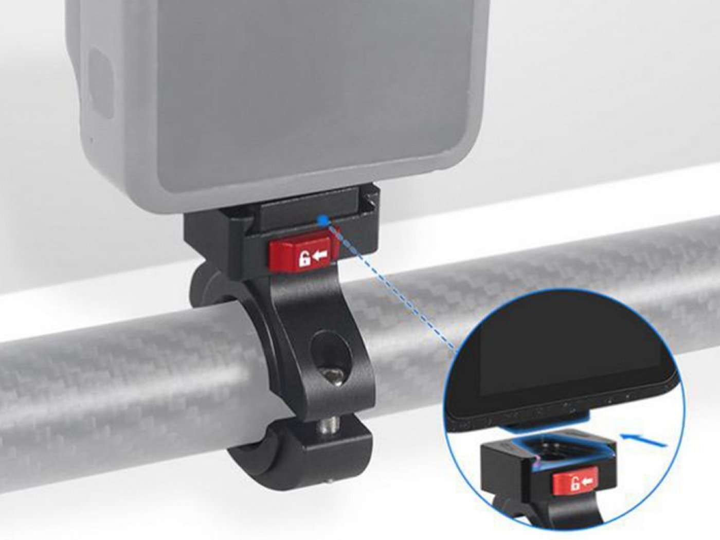 Rychloupínací držák akční kamery na kolo