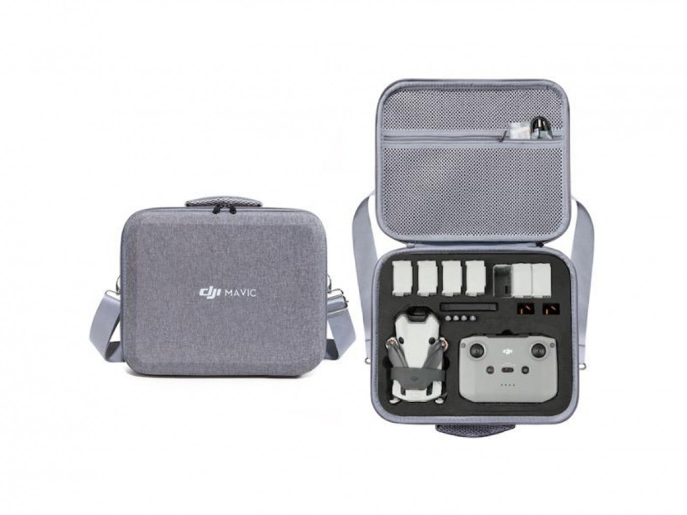Šedé pouzdro s popruhem přes rameno na dron DJI Mini 4 Pro