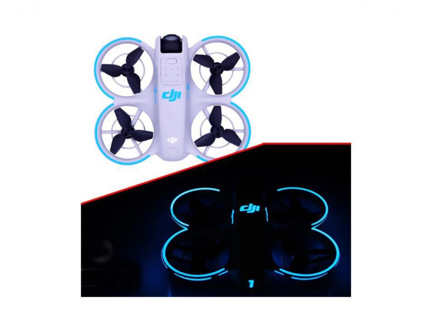 Modré luminiscenční samolepky na dron DJI Neo