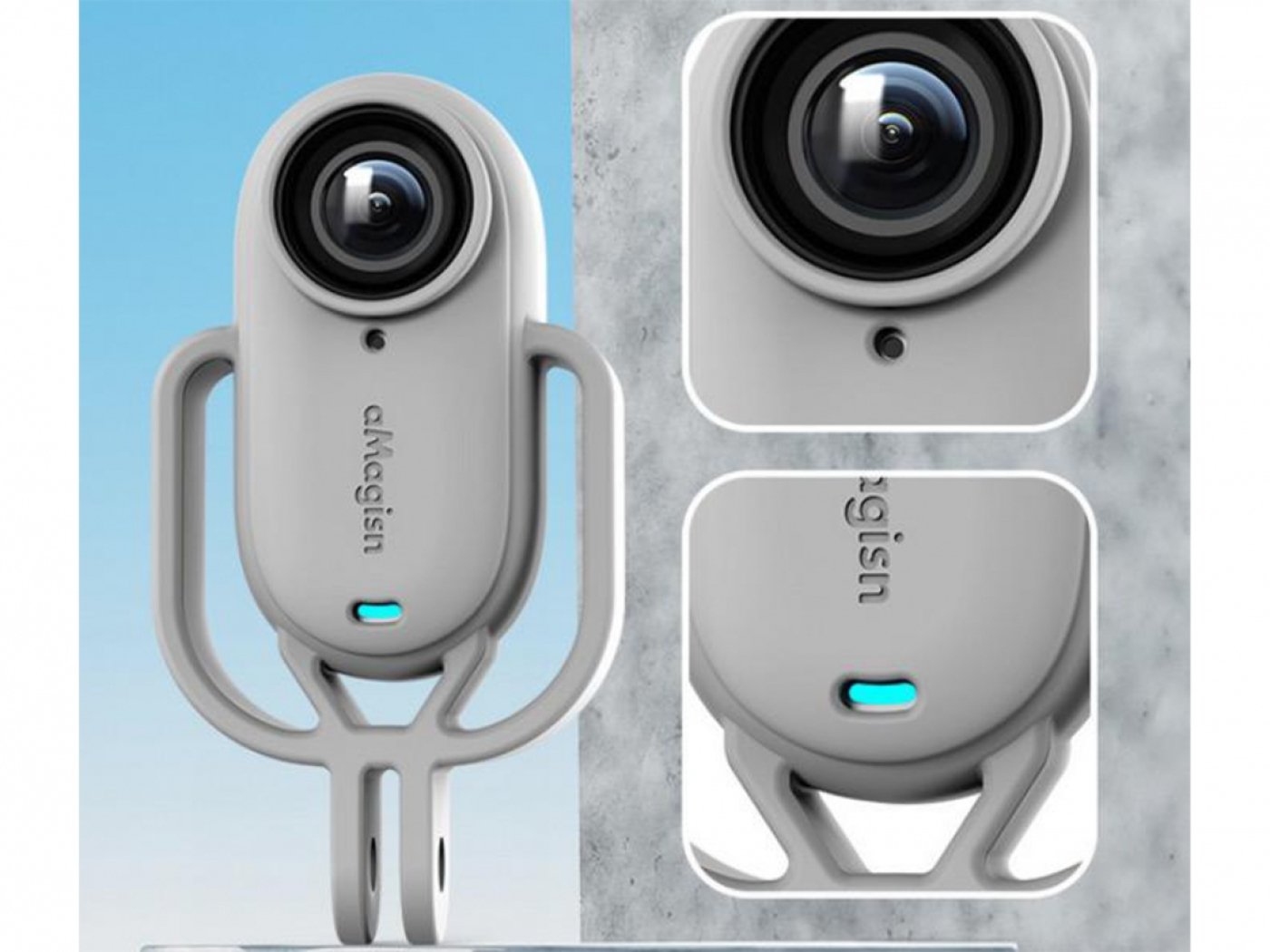 Šedý antivibrační kryt na kameru Insta360 GO 2 / Insta360 GO 3 (vertikální)