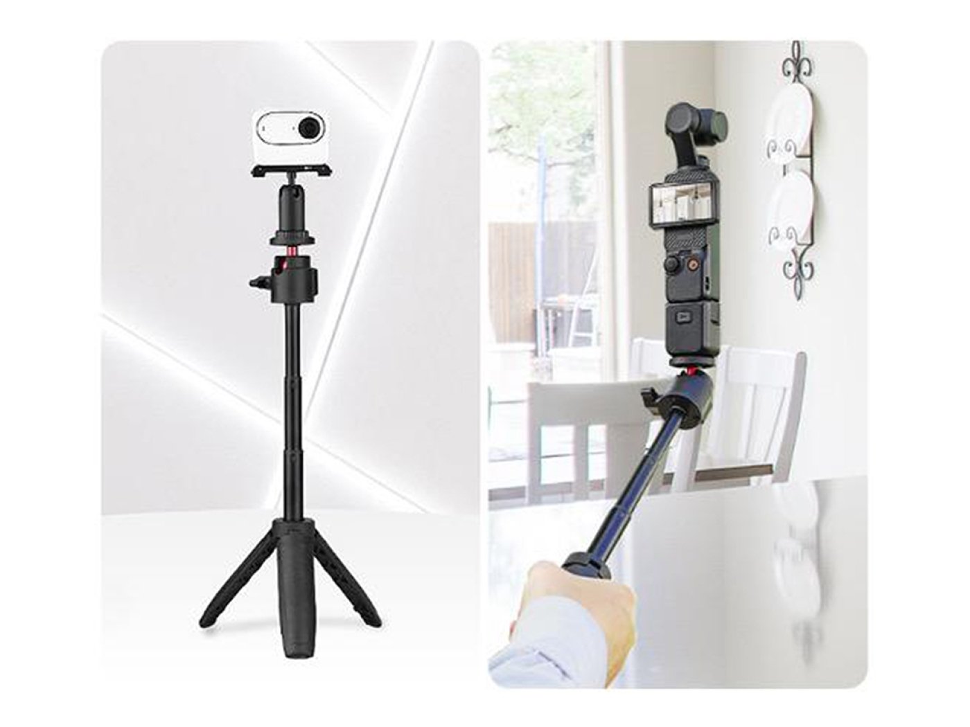 Tripod s prodlužující tyčí na akční kameru