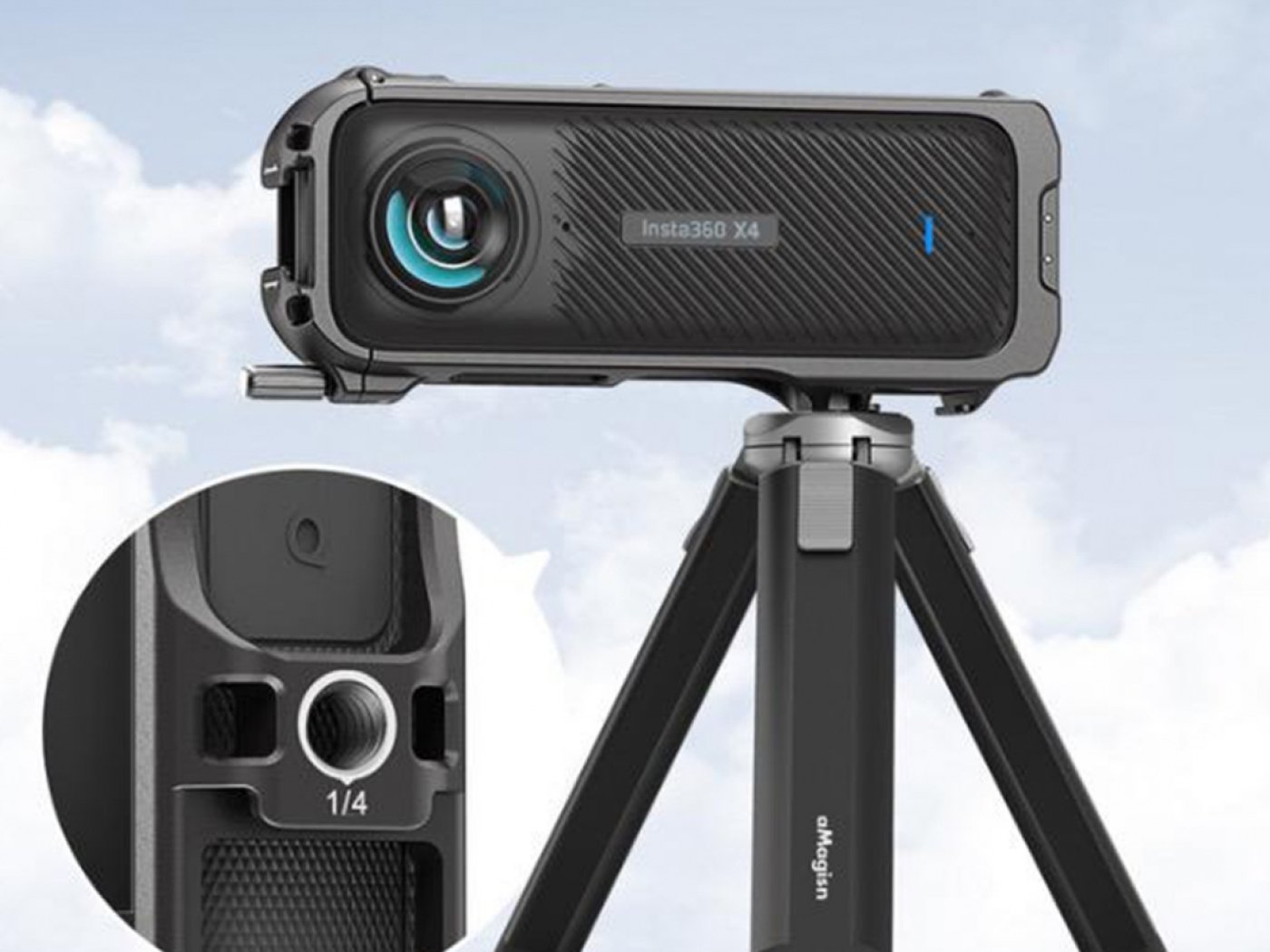 Vertikální a horizontální rám s ochranou objektivu na kameru Insta360 X4