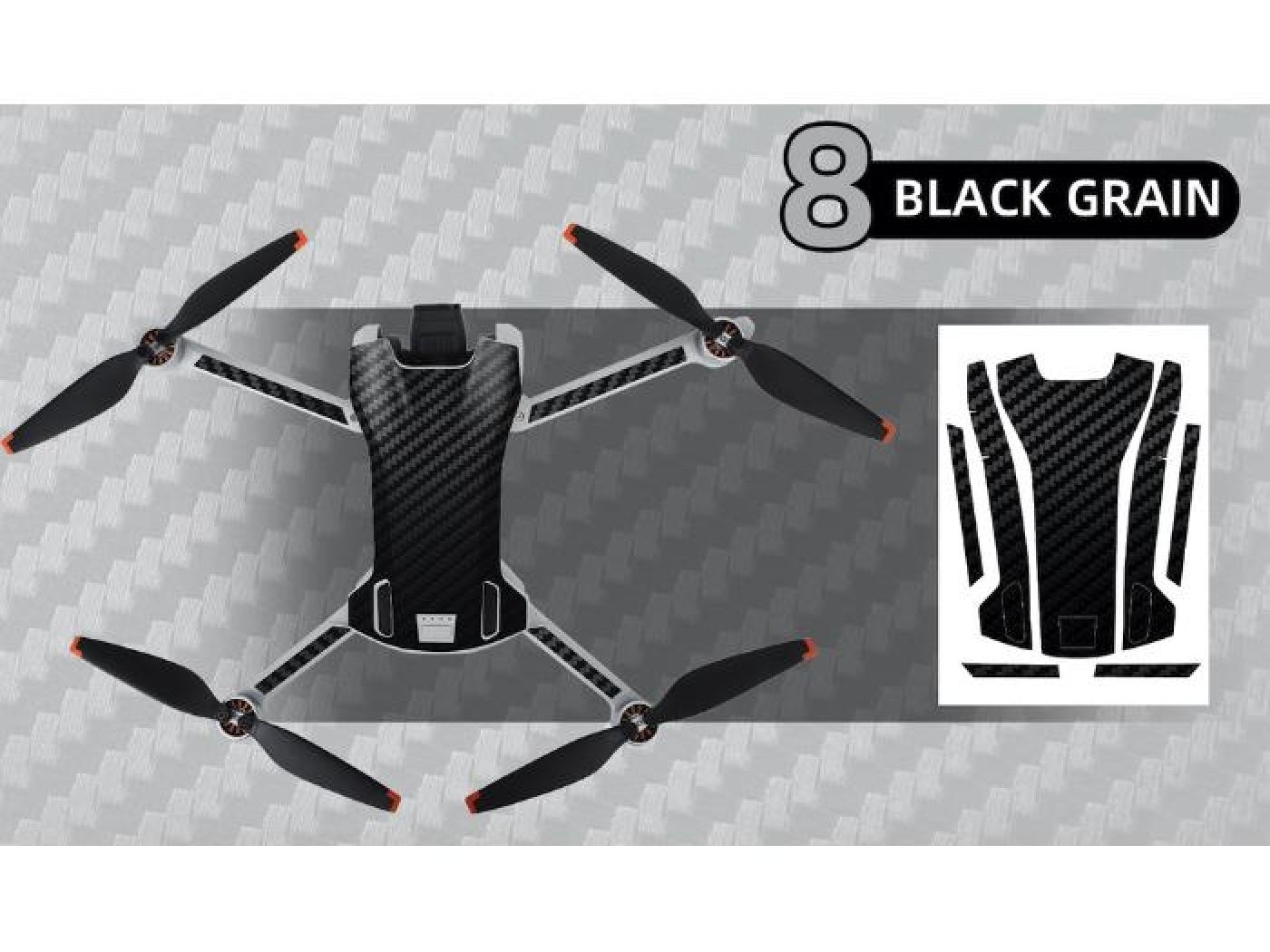 Černý polep na dron DJI Mini 3 + DJI RC