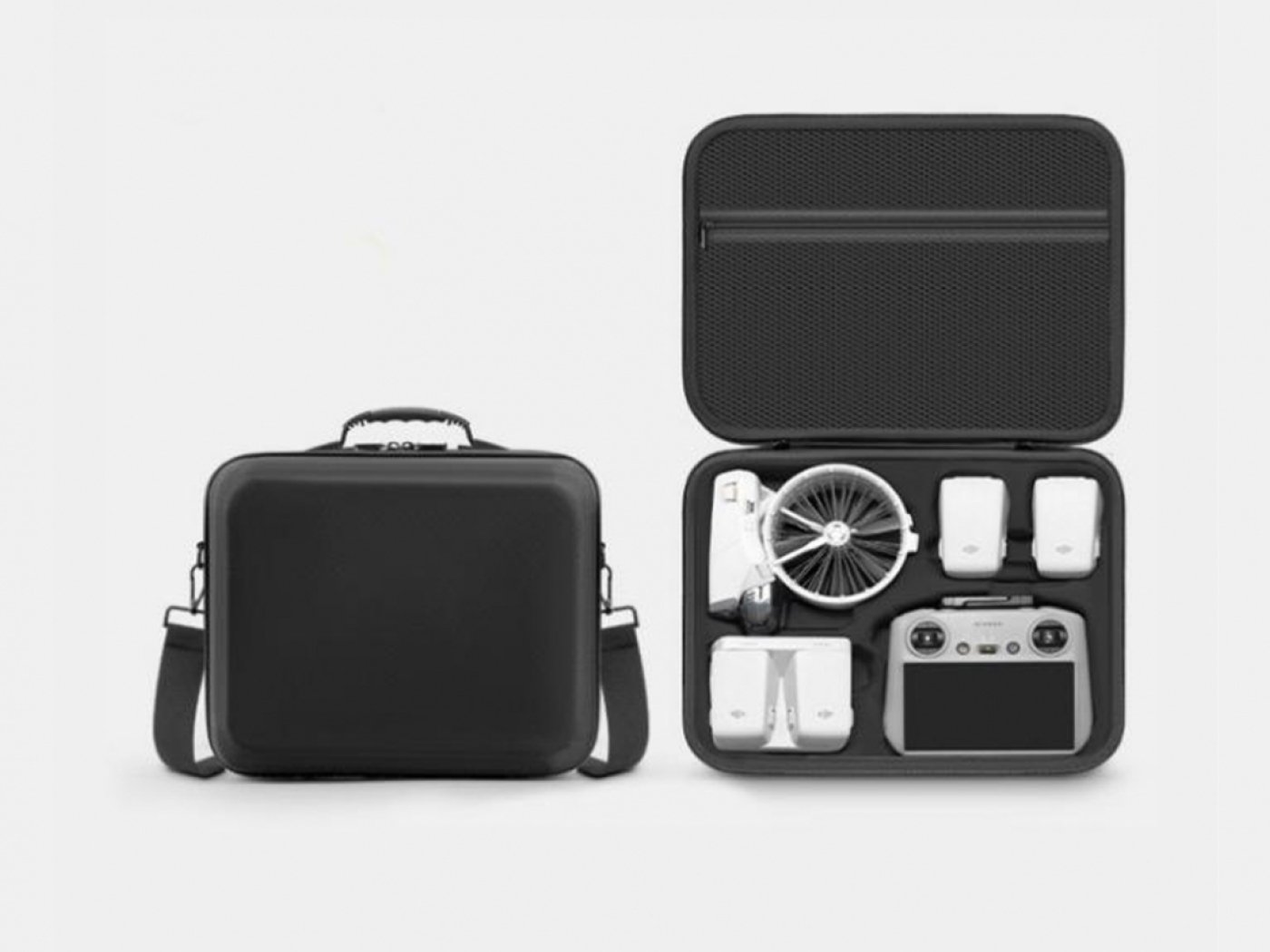 Černé pouzdro s popruhem přes rameno na dron DJI Flip