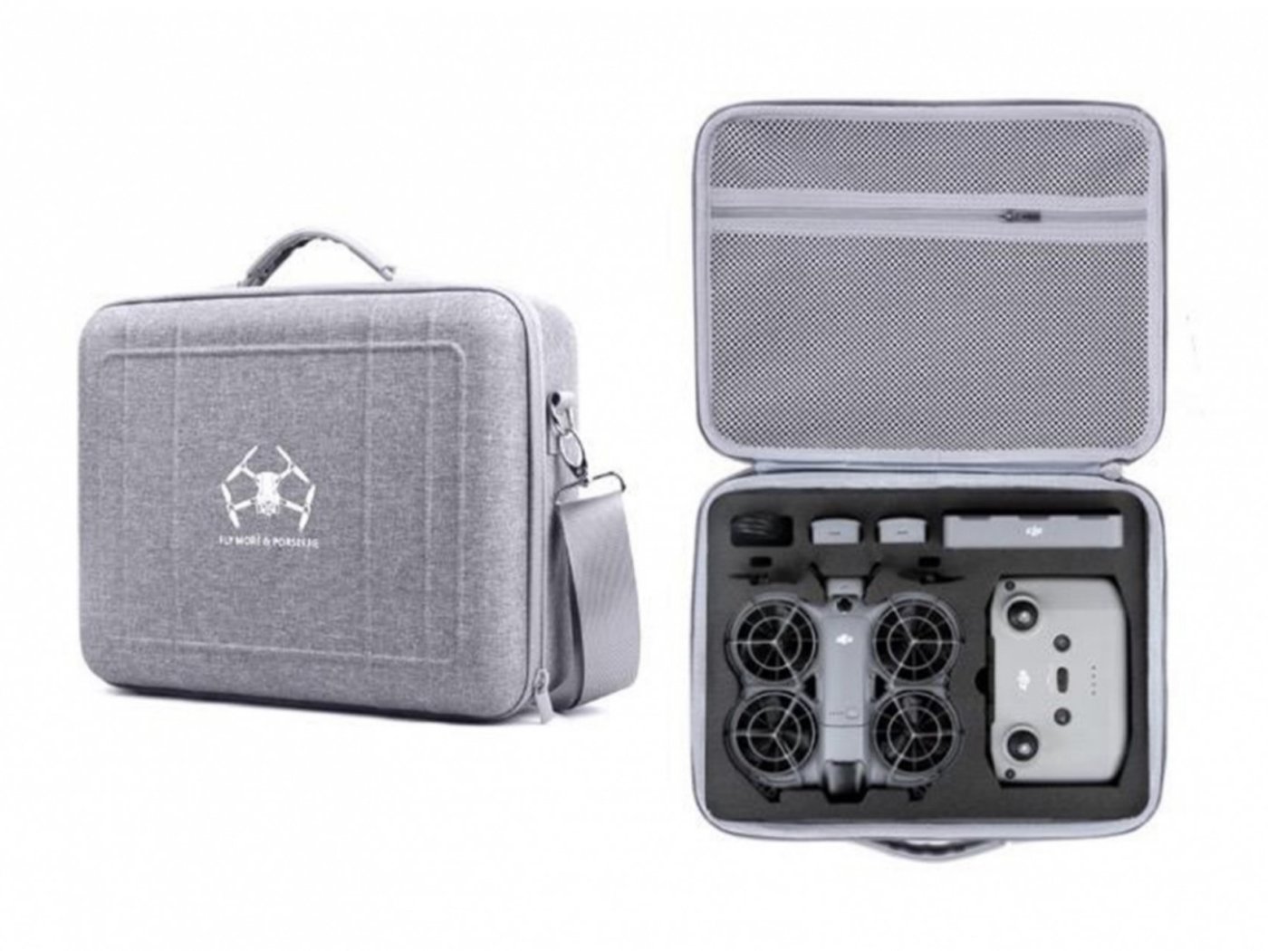 Šedé velké nylonové pouzdro přes rameno pro dron DJI Neo 2 (DJI RC-N3)