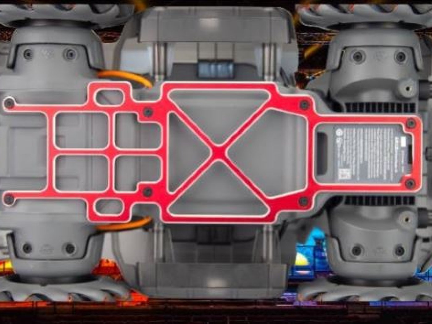 Spodní hliníkový rám na DJI RoboMaster S1
