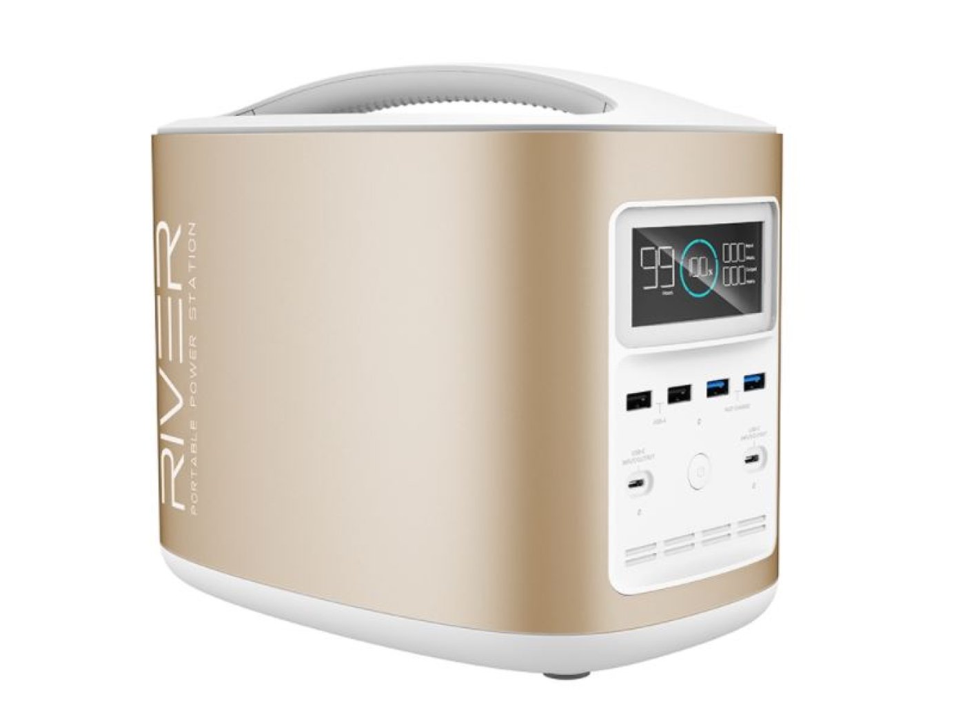 Přenosná nabíjecí stanice EcoFlow RIVER370 (zlatá) + přepravní brašna + sluchátka AIRLOOP