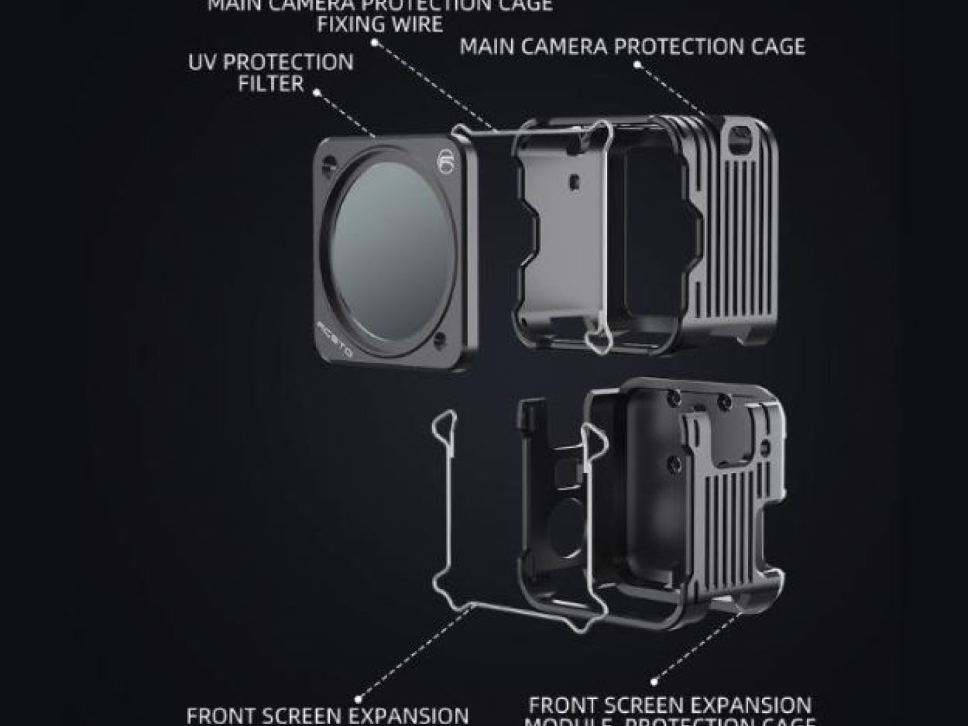 Hliníkový rám s UV filtrem na DJI Action 2