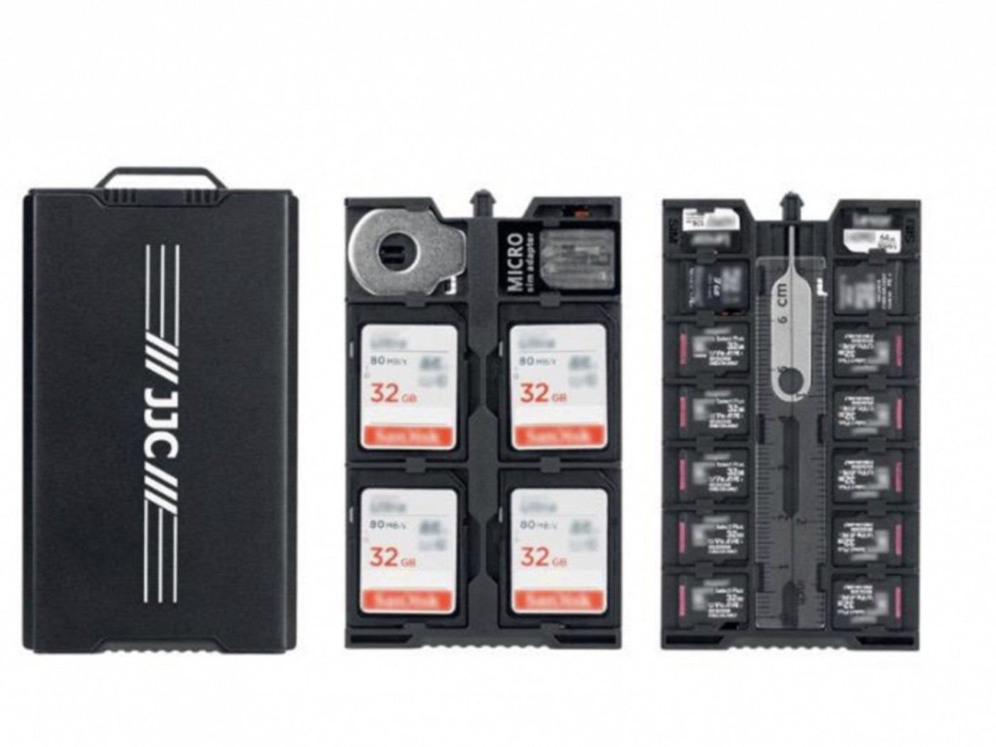 Hliníkový dvojstranný úložný box na paměťové karty černý (18 ks)