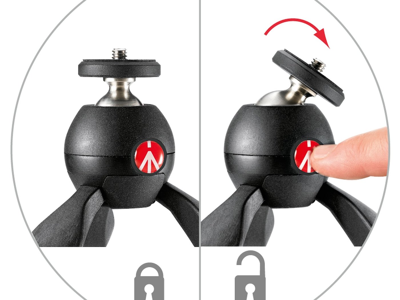 Manfrotto PIXI mini stativ na DJI Osmo Action nebo fotoaparát - černý