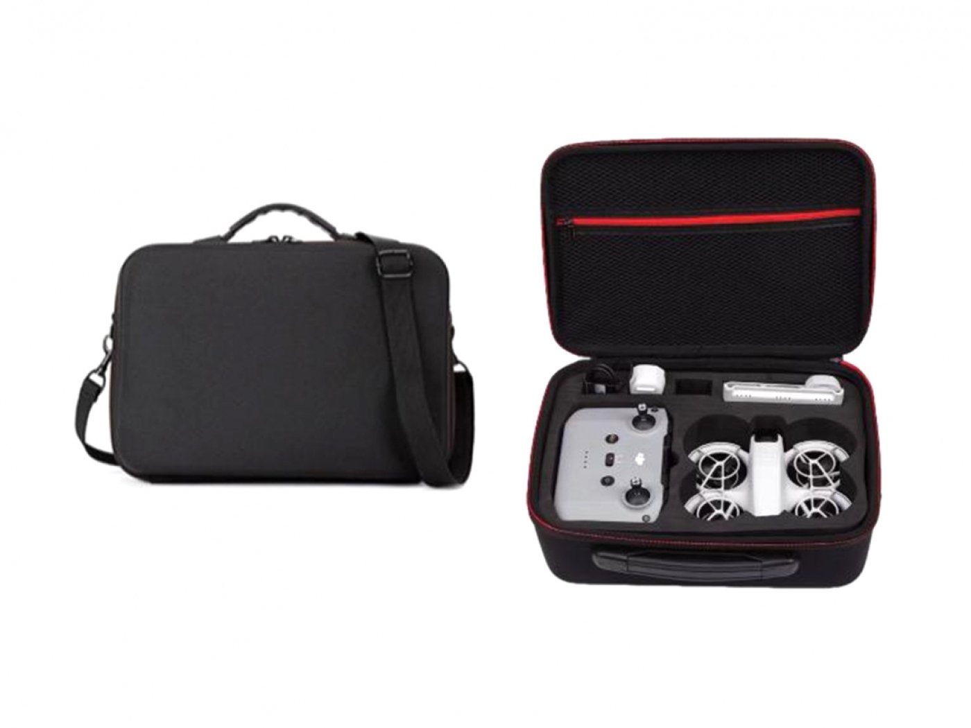 Černé pouzdro s popruhem přes rameno na dron DJI Neo