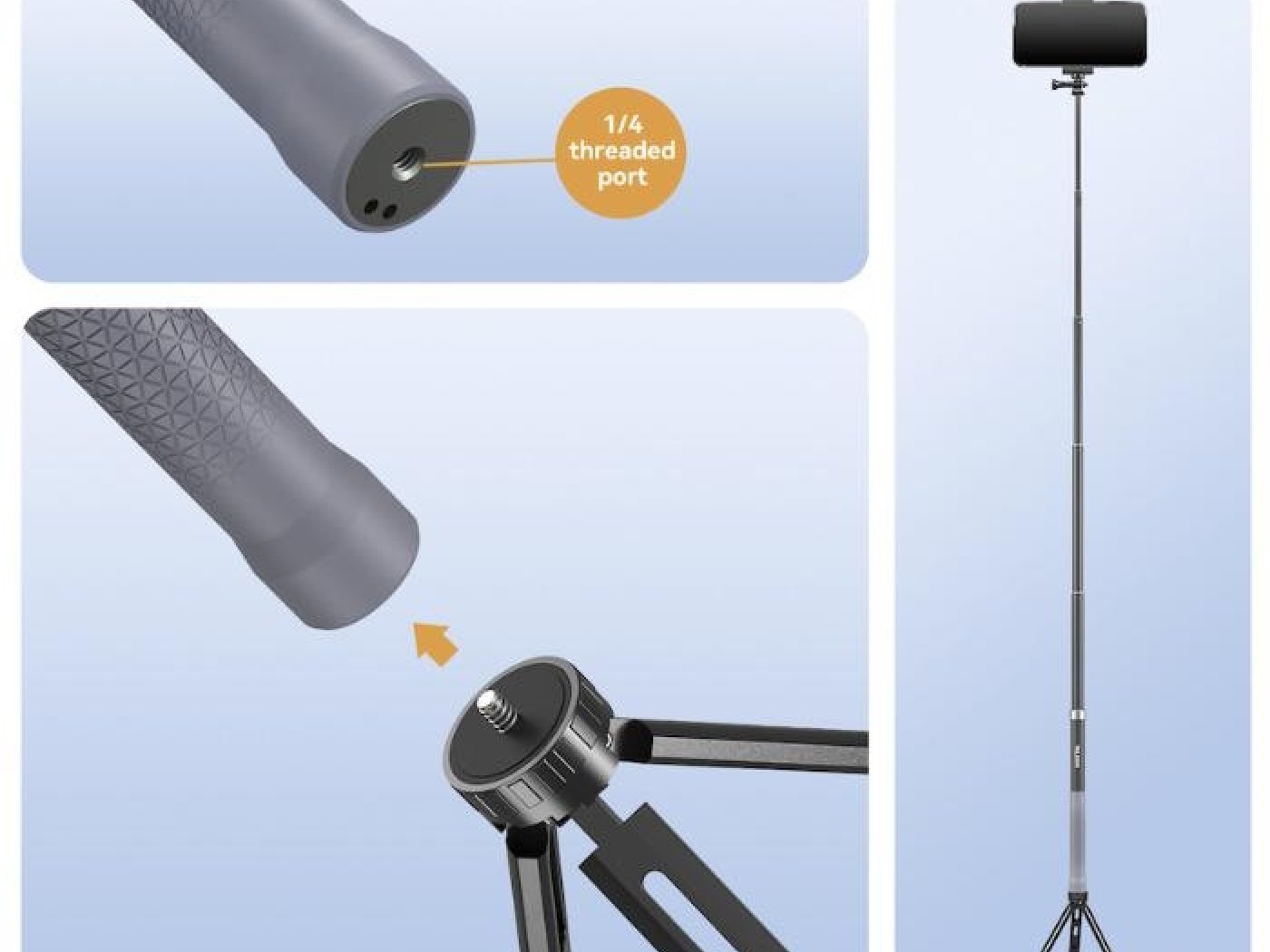 Prodlužující selfie tyč na akční kameru (1,2m)