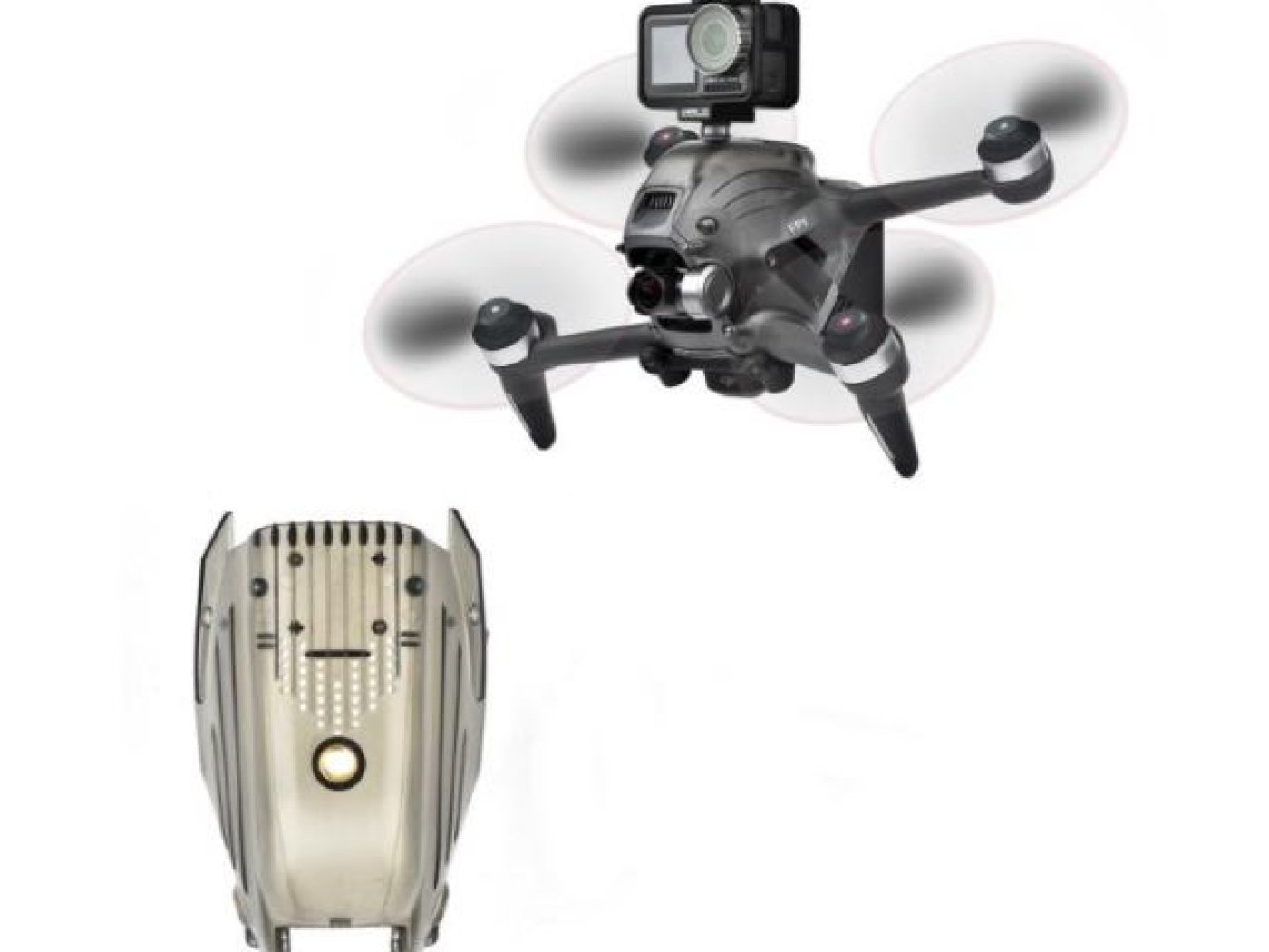 Horní kryt na DJI FPV závodní dron s 1/4" závitem na akční kameru