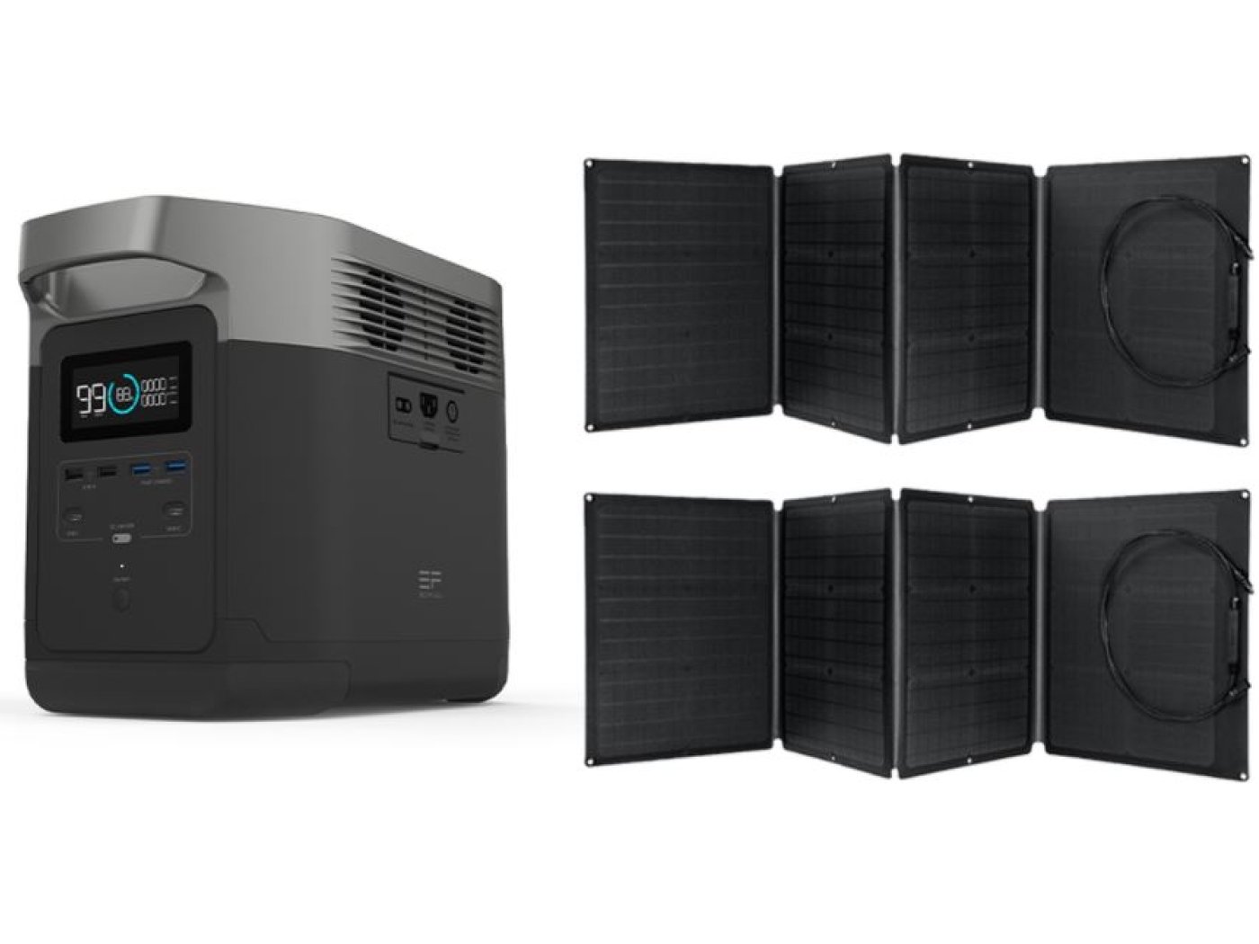 Nabíjecí stanice EcoFlow Delta 1300 Black, 220–240V (mezinárodní verze) + 2x solární panel 110W