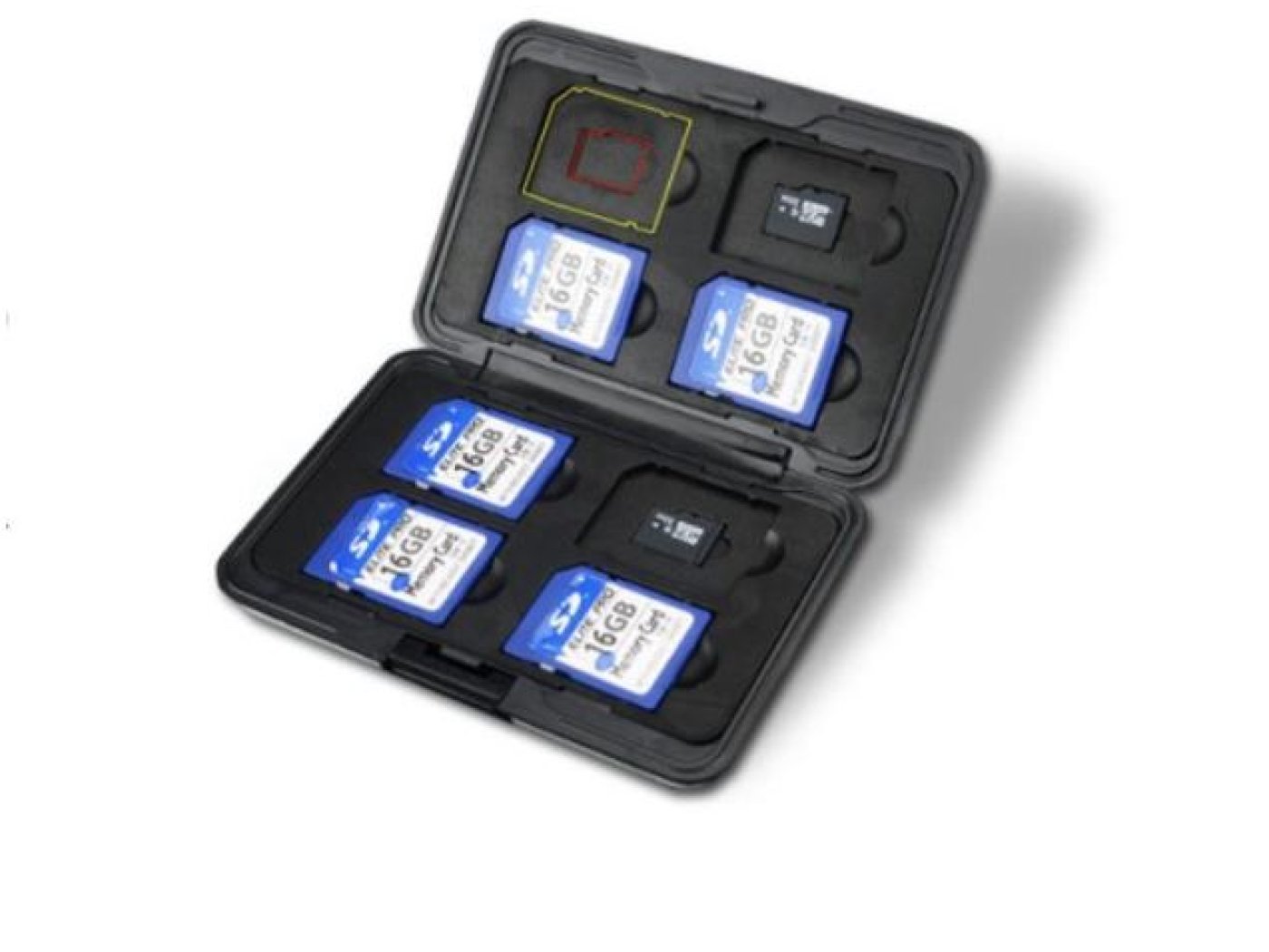 Černé mini pouzdro na paměťové karty