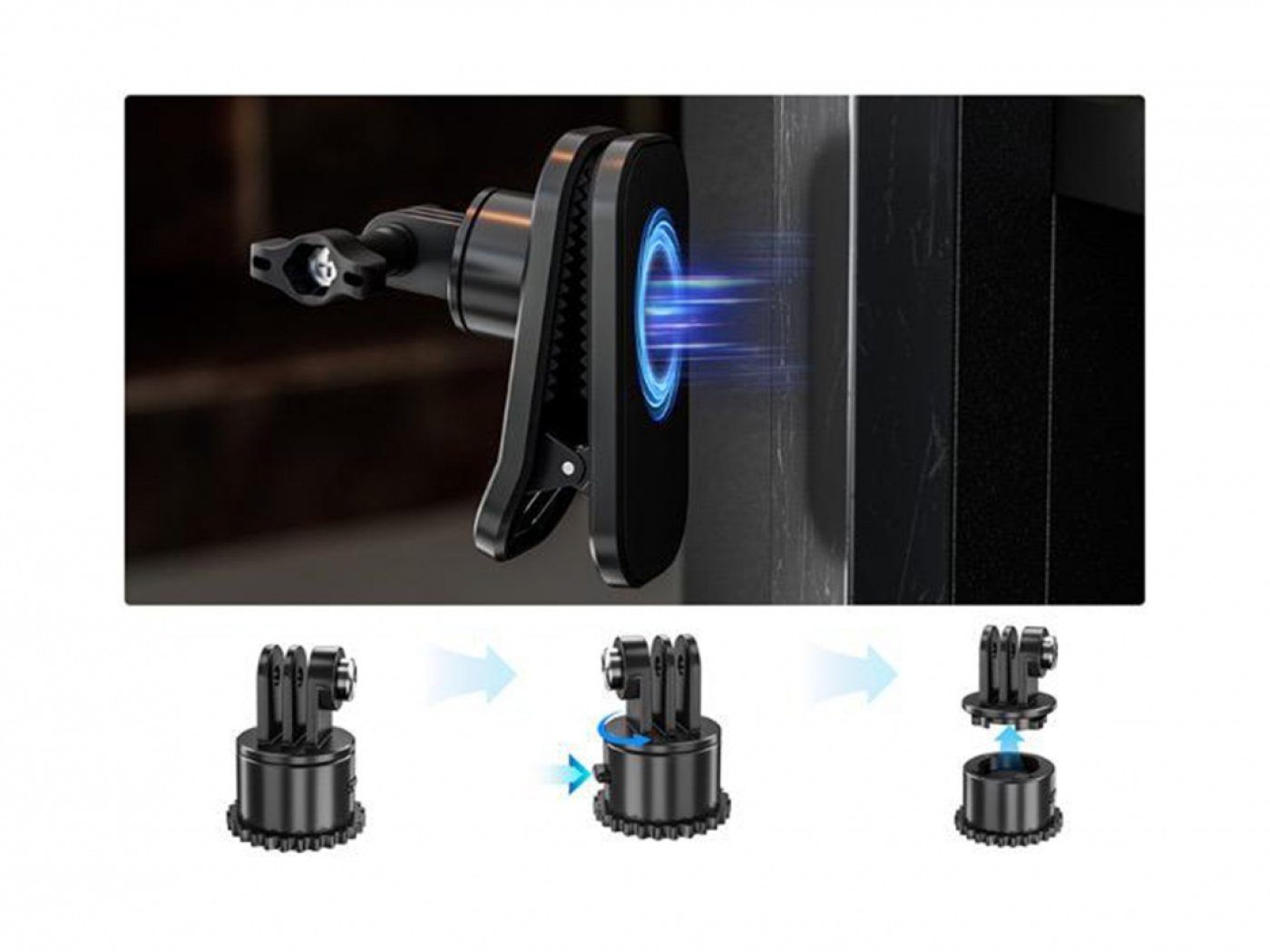 Otočný magnetický klip na batoh pro akční kameru