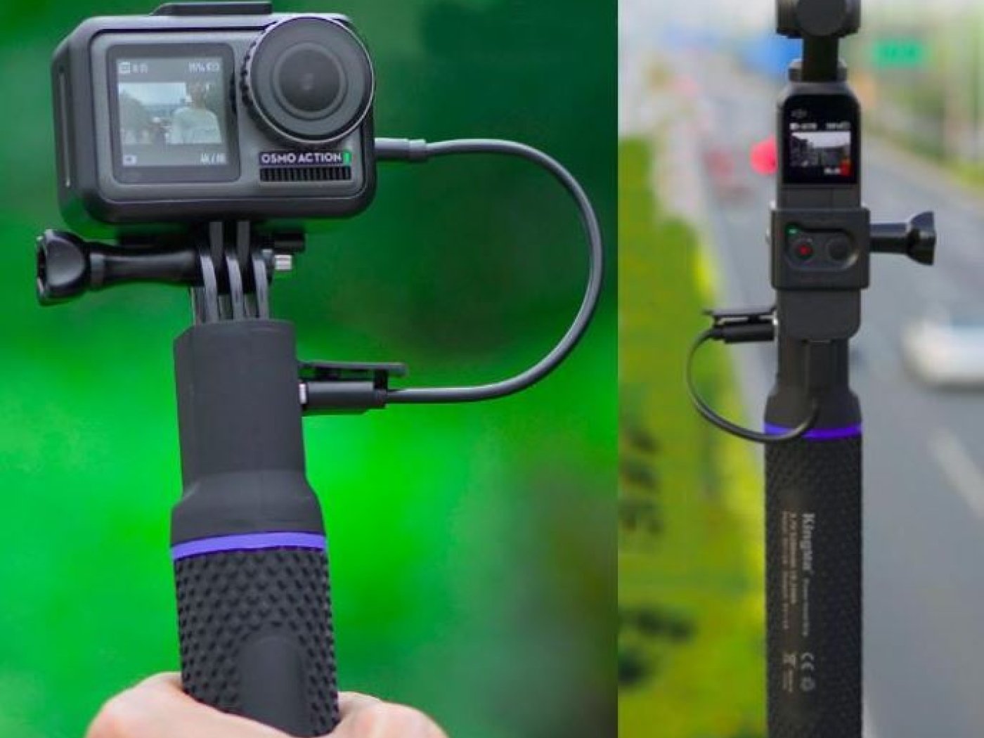 Rukojeť s vestavěnou baterií na DJI Osmo Pocket / Osmo Action nebo GoPro