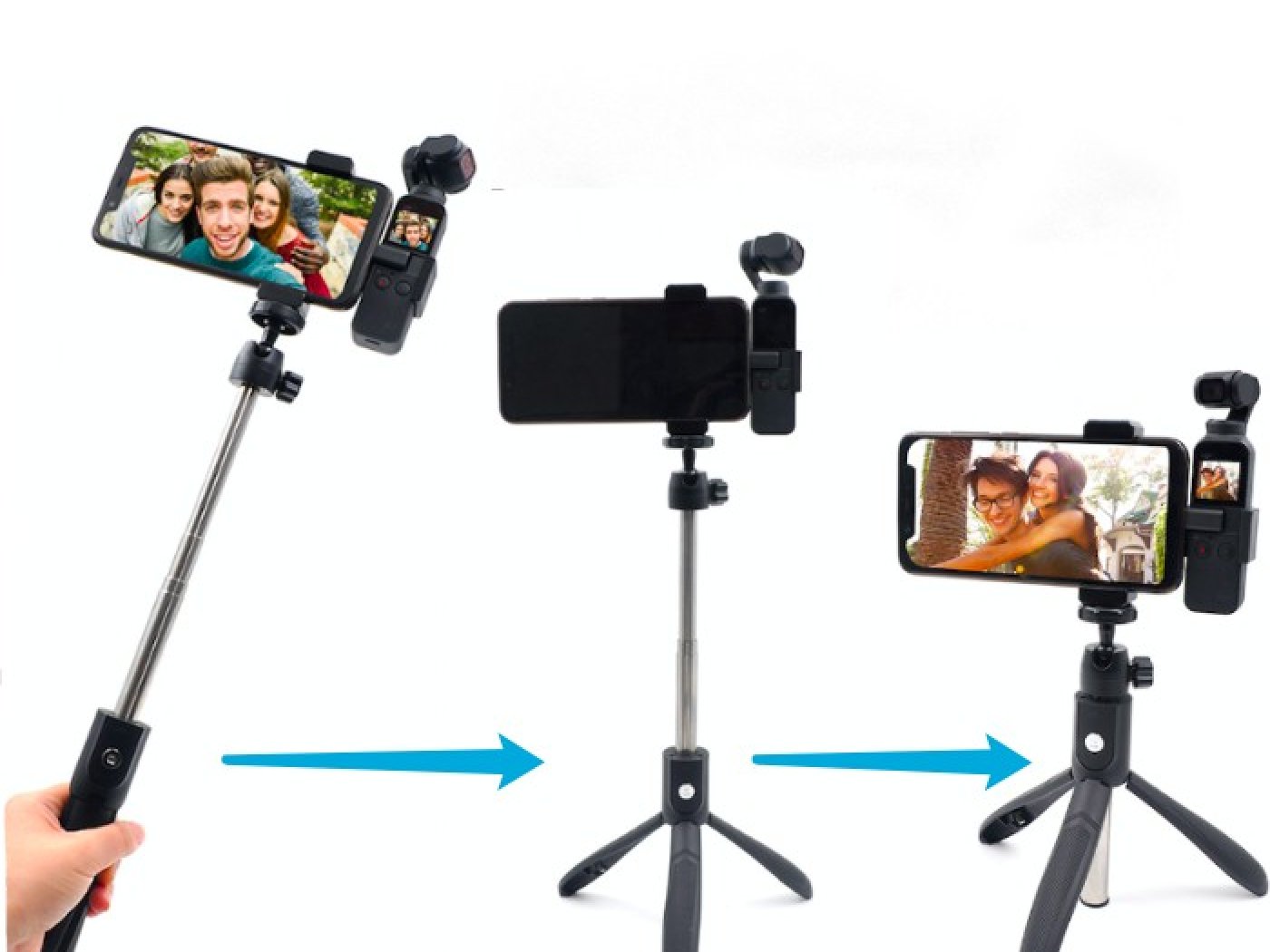 3 v 1 stativ + prodlužovací tyč + držák telefonu pro DJI Osmo Pocket
