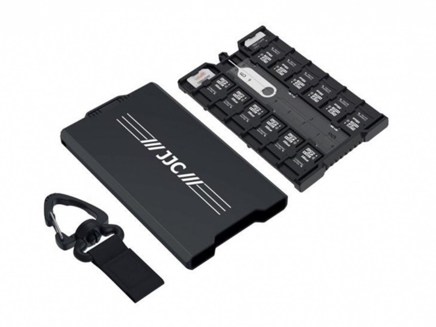 Hliníkový dvojstranný úložný box na paměťové karty černý (18 ks)