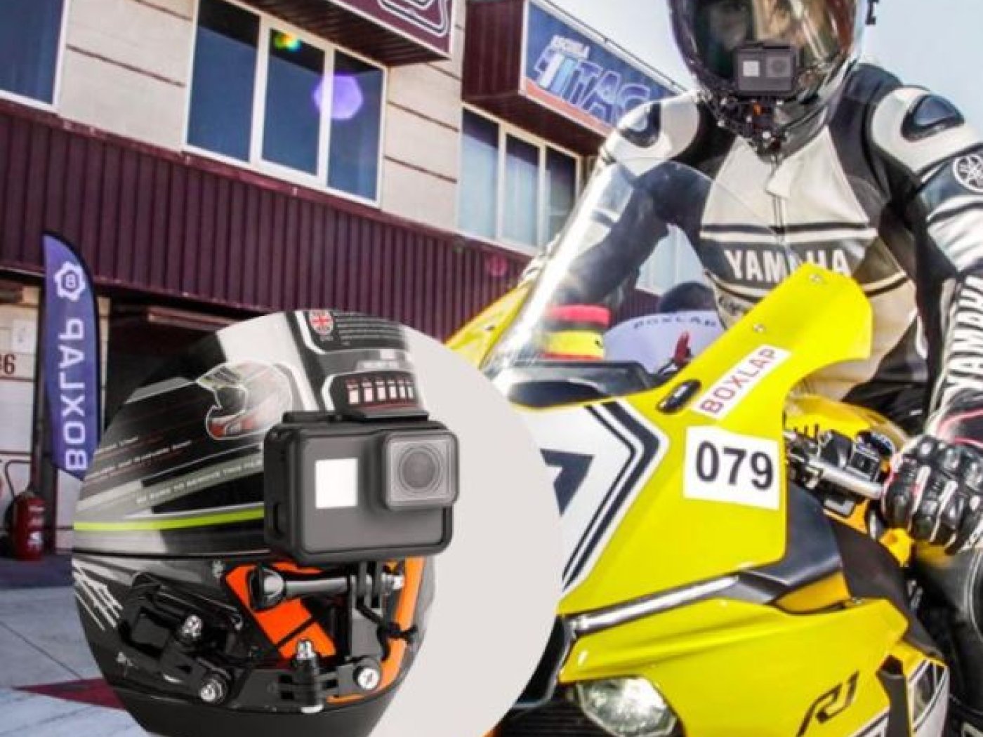 Sada pro připevnění akční kamery na helmu