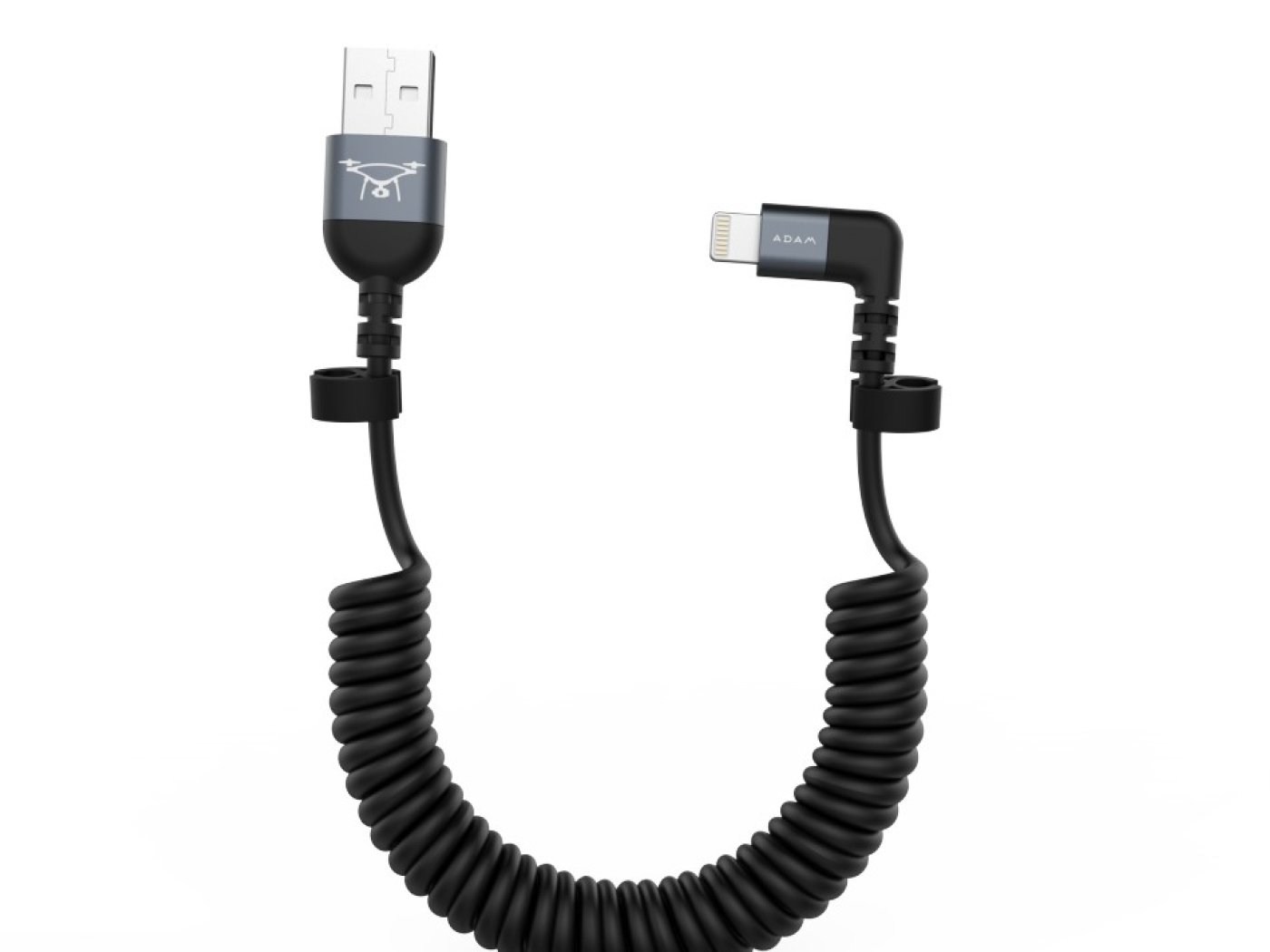 Kroucený kabel lightning/USB-A - 30cm - šedý - L30C