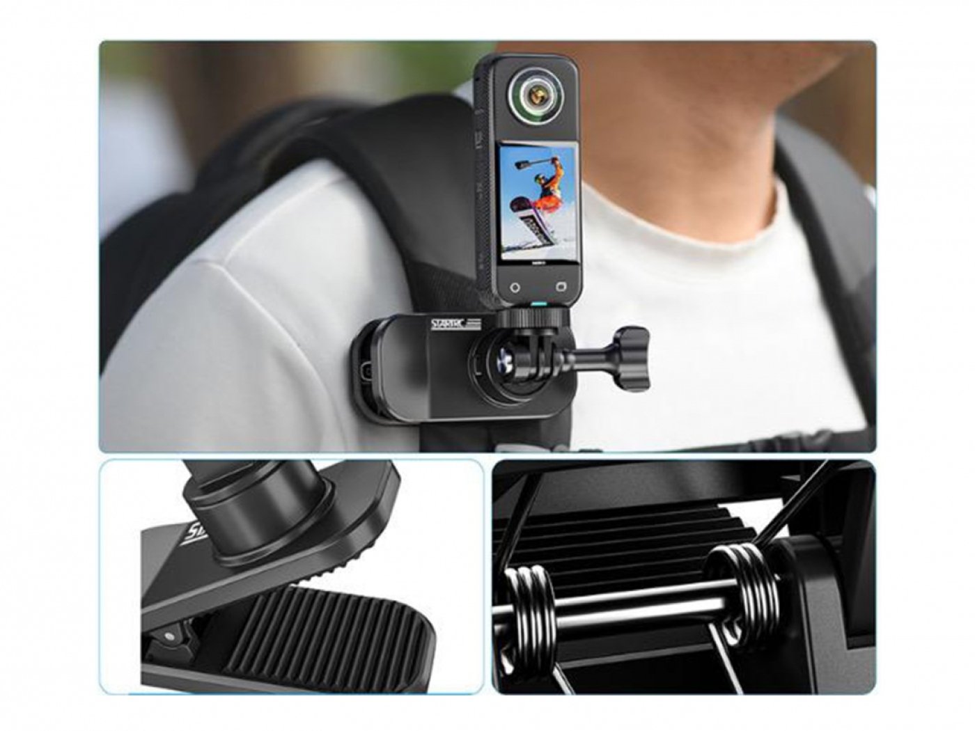 Otočný magnetický klip na batoh pro akční kameru