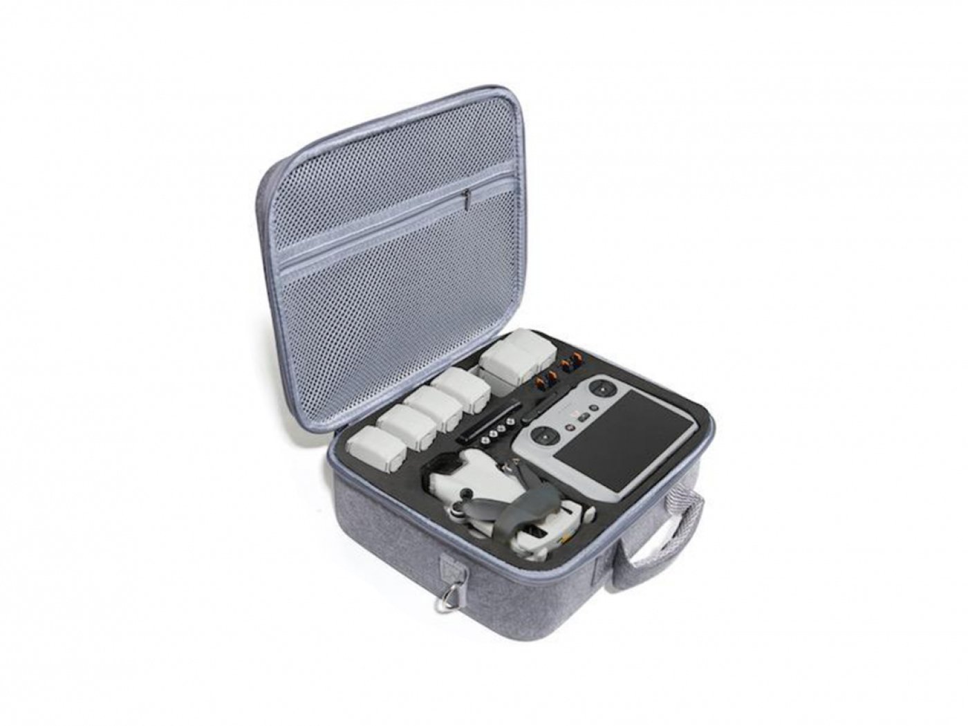 Šedé pouzdro s popruhem přes rameno na dron DJI Mini 4 Pro