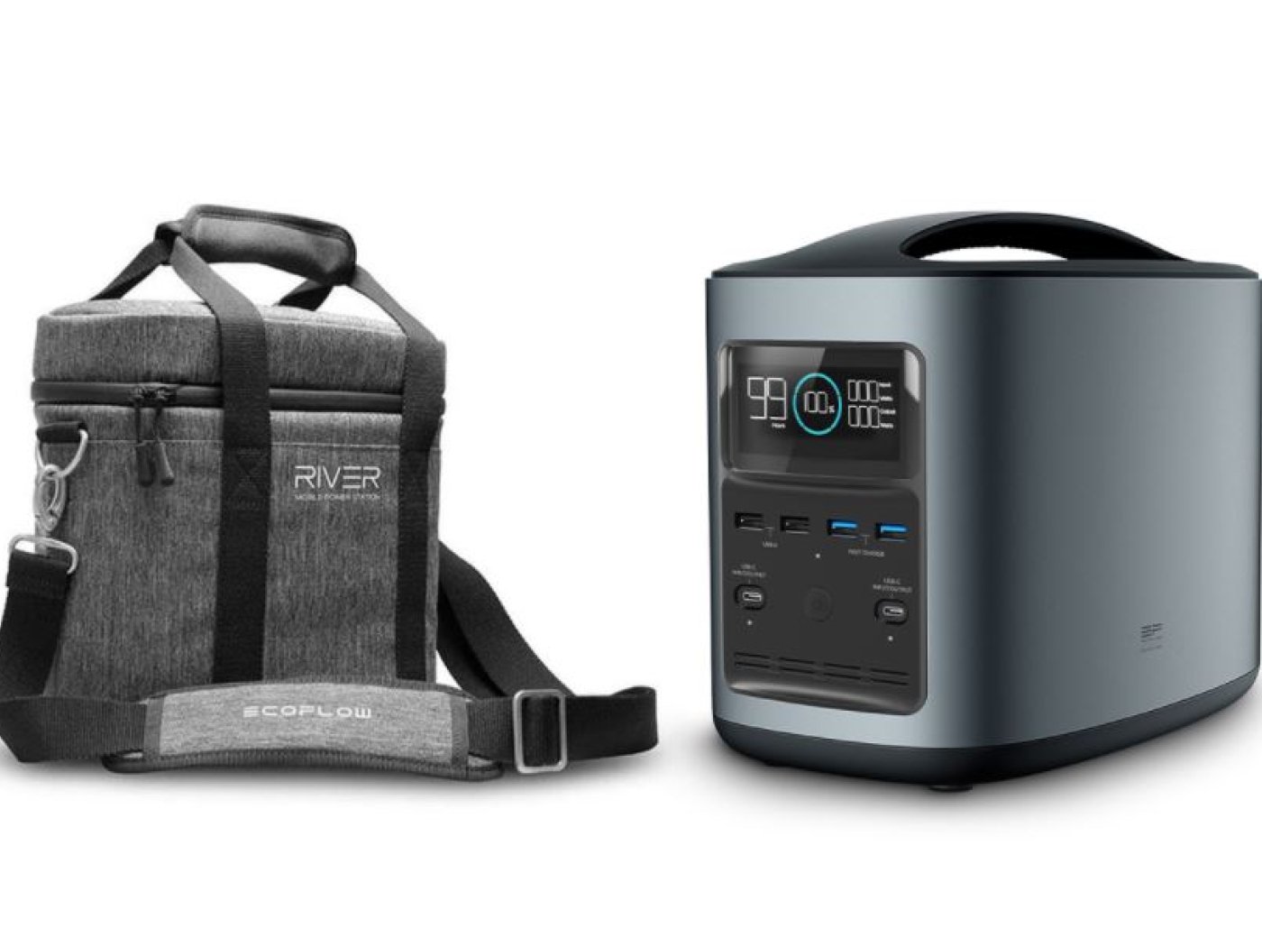 Přenosná nabíjecí stanice EcoFlow RIVER370 (mezinárodní verze) + přepravní brašna + sluchátka AIRLOOP