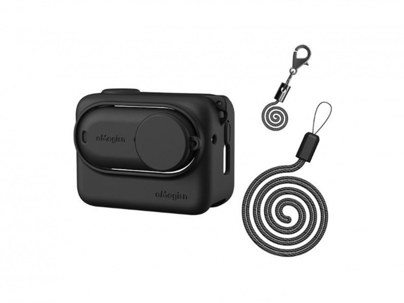 Černý silikonový kryt s poutkem na kameru Insta360 GO 3 + Action Pod