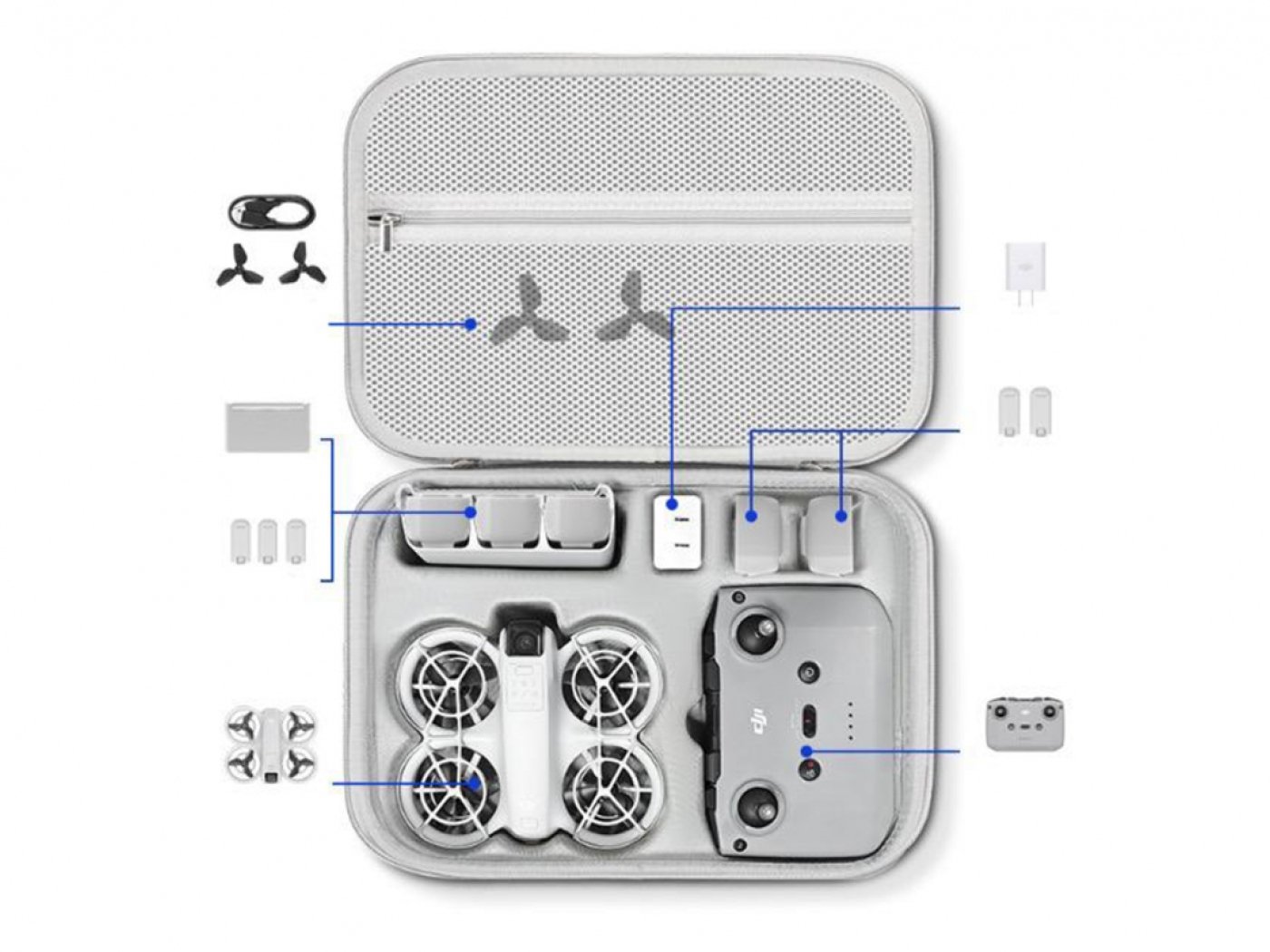 PU šedé pouzdro na dron DJI Neo