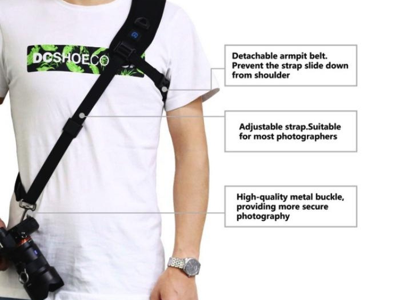 Protiskluzový popruh na rameno pro fotoaparát