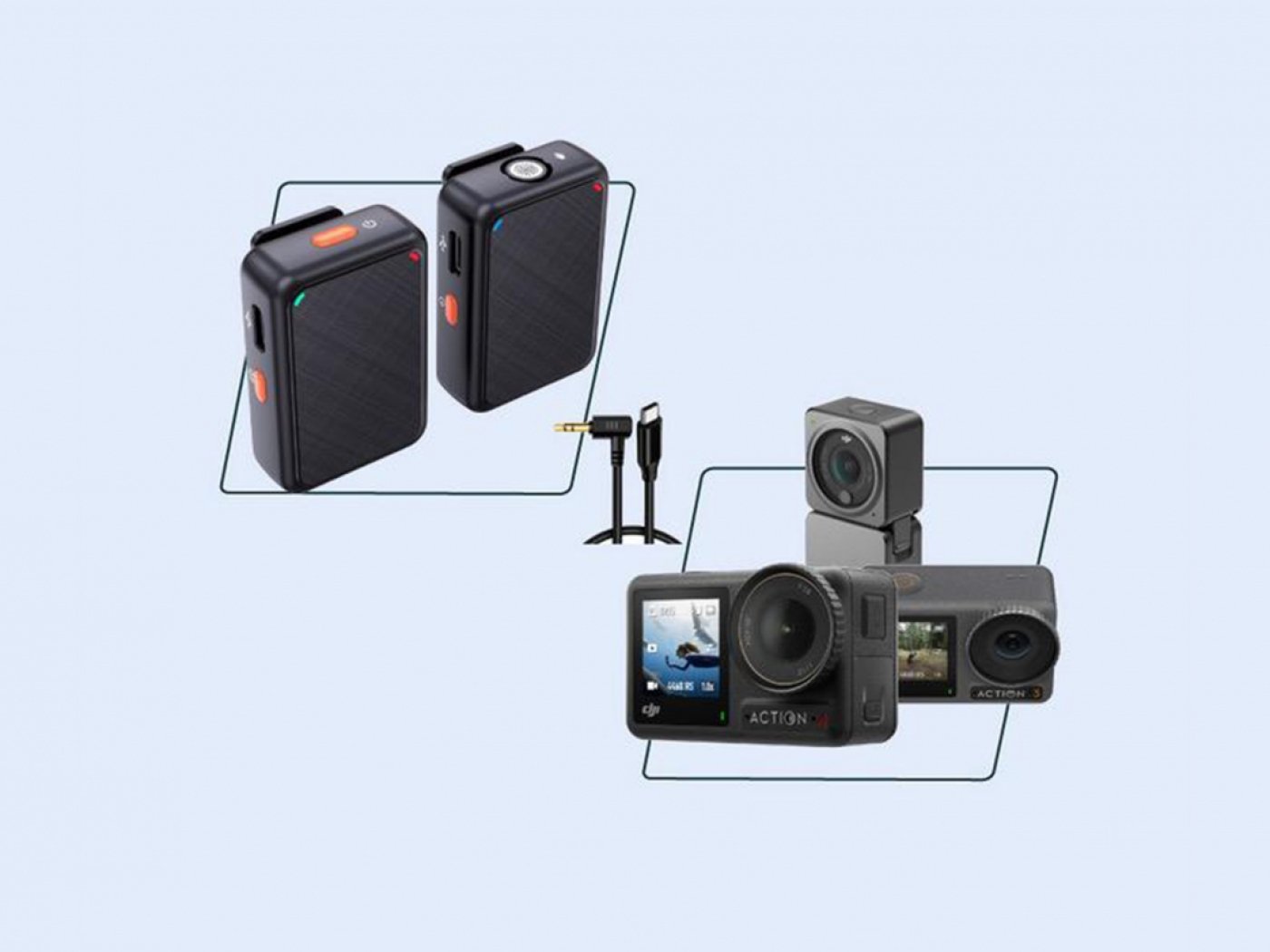 2.4G bezdrátový mikrofon s baterií pro kameru DJI Osmo Action 3 / Osmo Action 4