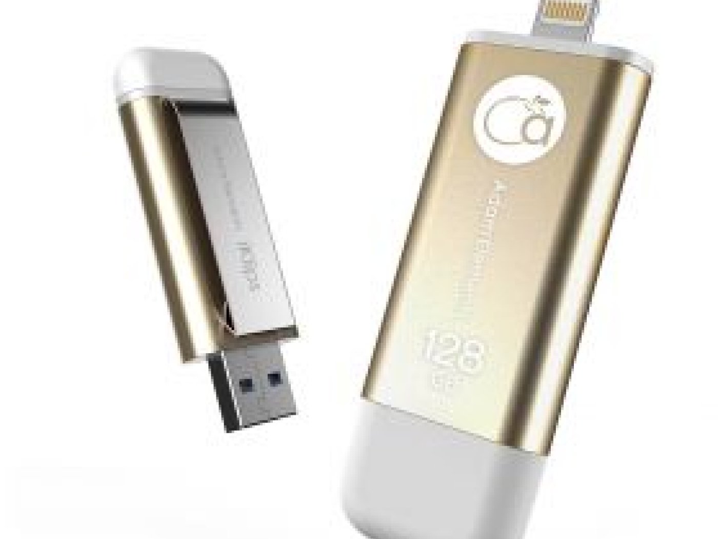 Adam Elements iKlips flash disk s Lightningem 128 GB - zlatý