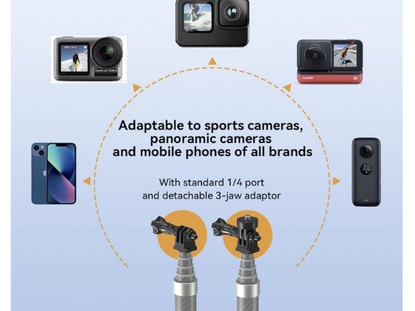 Prodlužující selfie tyč na akční kameru (1,2m)